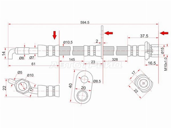 Шланг тормозной задний (Таиланд) TOYOTA CAMRY /WINDOM /LEXUS ES240 /300 /330 /350 01- LH (SAT: ST-90947-02F61)