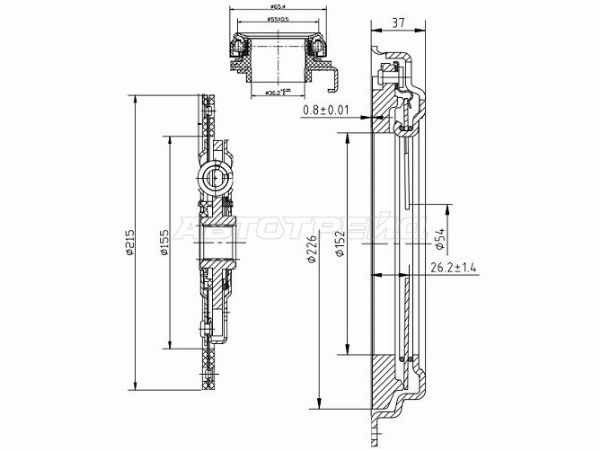 Комплект сцепления MAZDA 6 2 /2,3 04- D=215 (SAT: ST-WMZ022)