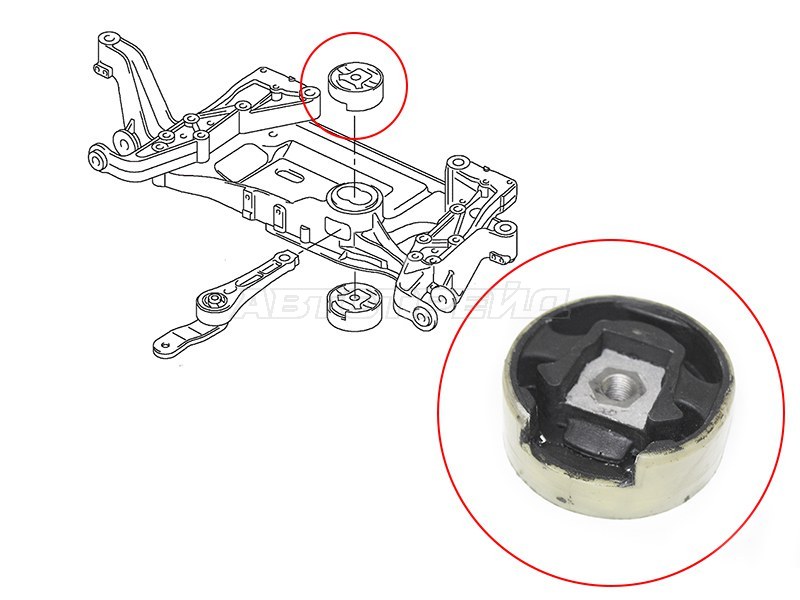 Сайлентблок подрамника верхний VW JETTA 05-16 /GOLF 03- /PASSAT 05-15 /TIGUAN 07- /SKODA YETI 10- /OCTAVI (SAT: ST-1K0199868Q)