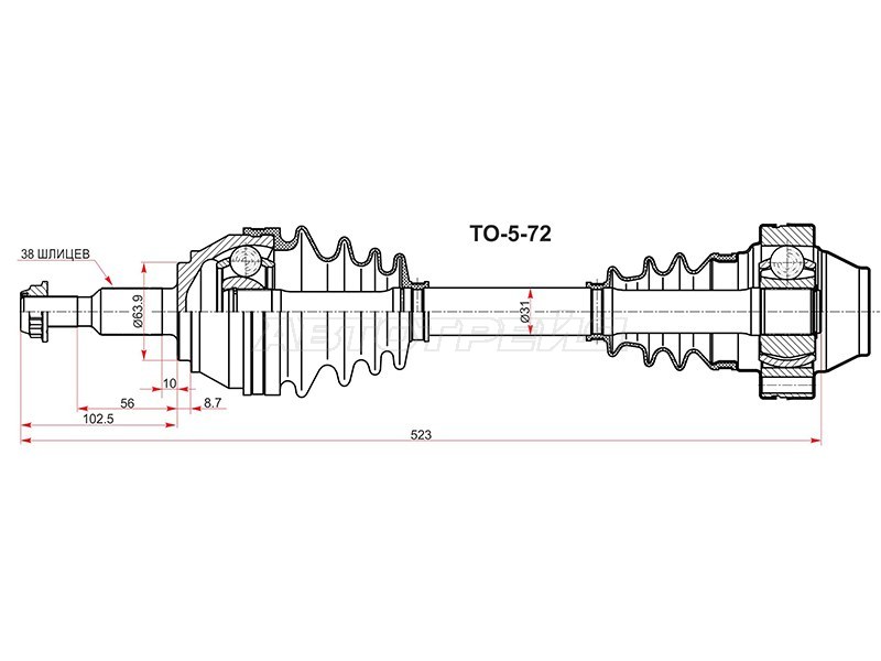 Привод в сборе FR VAG TOUAREG 03-10 2.5 дизель (SAT: VW-5-72)