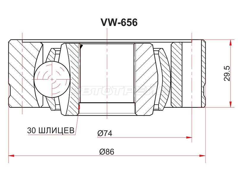 Шрус карданного вала KIA SPORTAGE SL /HYUNDAI IX35 /TUSCON 10MY 09-16 (SAT: VW-656)