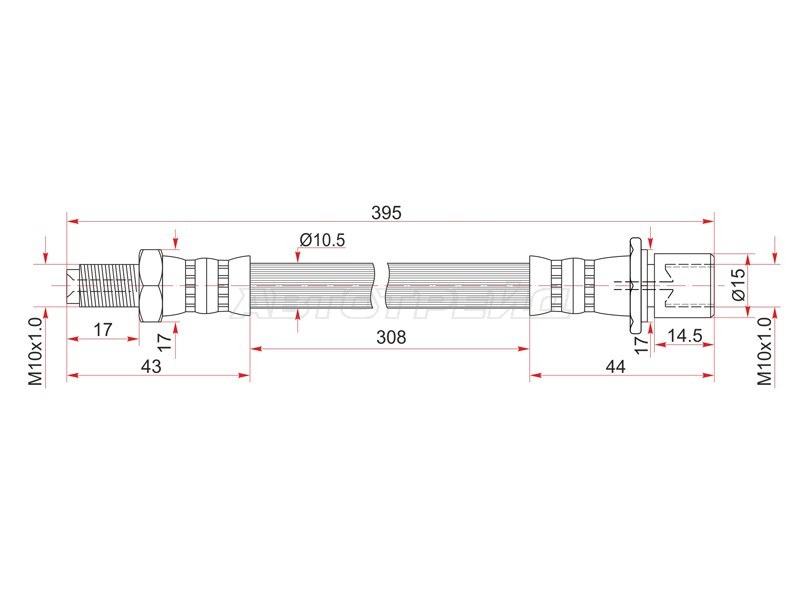 Шланг тормозной перед (Таиланд) TOYOTADYNA 150 /TOYOACE G15 87- LH=RH (SAT: ST-96940-33955)