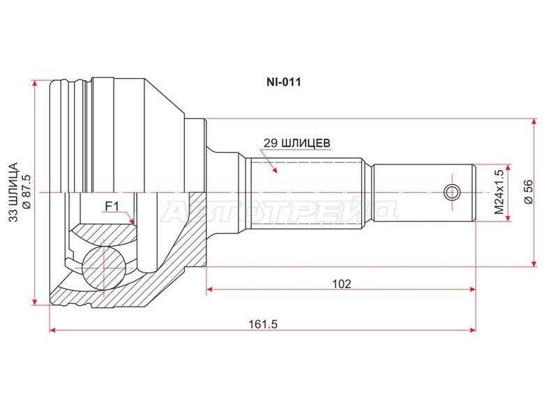 Шрус наружный NISSAN QASHQAI HR16DE J10 (Euro) MT /06- (SAT: NI-011)