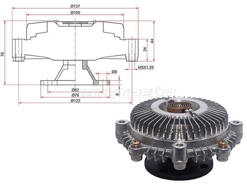 Вискомуфта TOYOTA DYNA,TOYOACE,HIACE,HILUX 1RZ-E (SAT: ST-16210-75070)