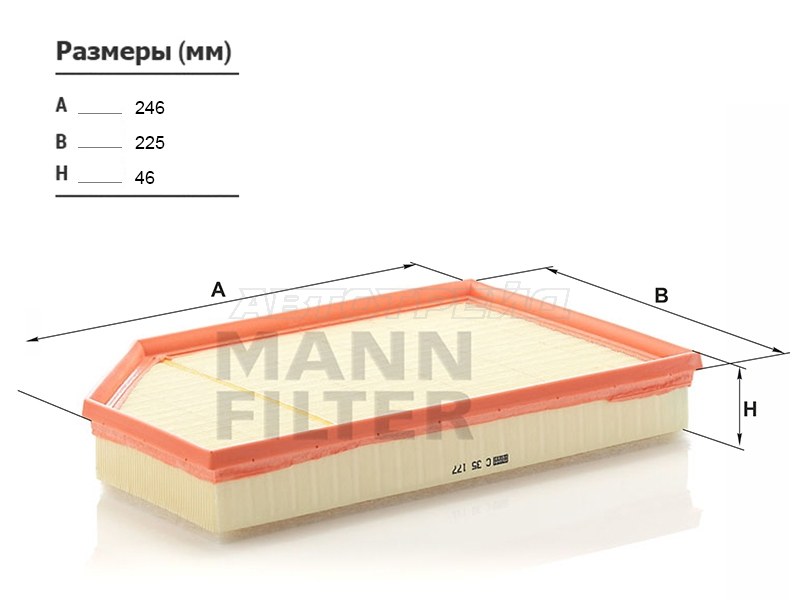 Фильтр воздушный VOLVO S60 07- /S80 06- /V70 07- /XC60 08- /XC70 07- (MANN: C35177)