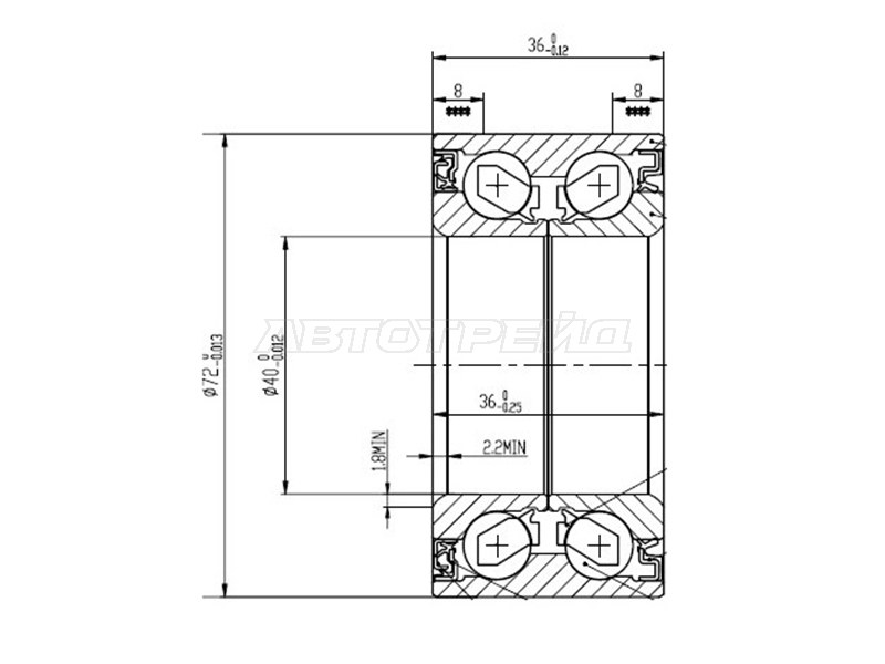 Подшипник передней ступицы SUZUKI SWIFT /LIANA (без ABS) (KOYO: DAC4072W-10CS74)