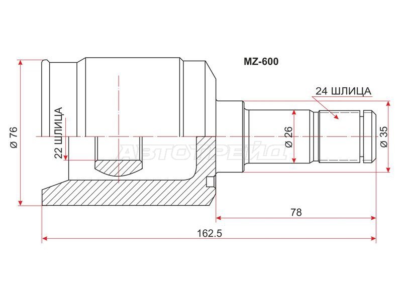 Шрус внутренний LH /RH MAZDA DEMIO DW3 /DW5 AT /96-00 МКПП (SAT: MZ-600)