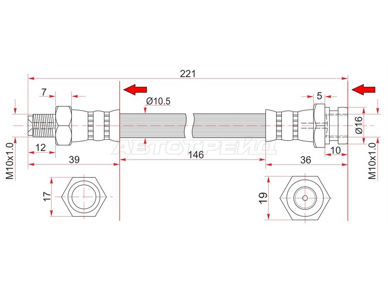 Шланг тормозной задний (Таиланд) MMC CHALLENGER 96-01 /DELICA /L300 87- /PAJERO /SPORT /NATIVA 91- /GALANT (SAT: ST-MB238157)