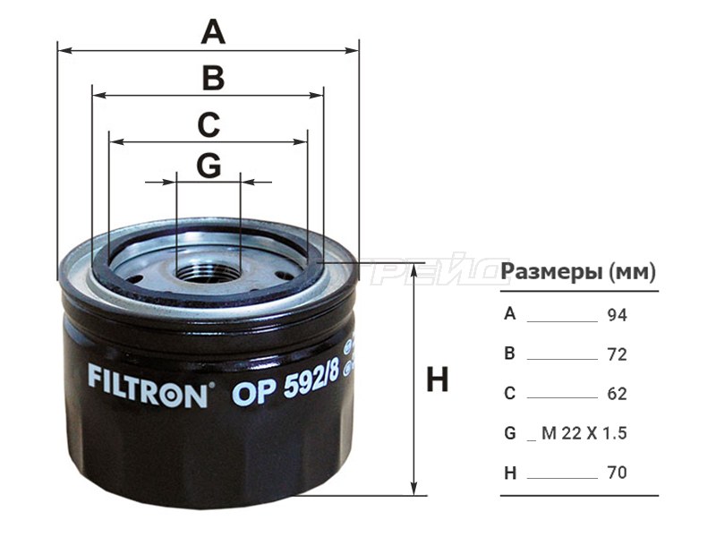 Фильтр масляный FIAT DUCATO 2.3 06- /IVECO DAILY 2.3 06- (FILTRON: OP592/8)