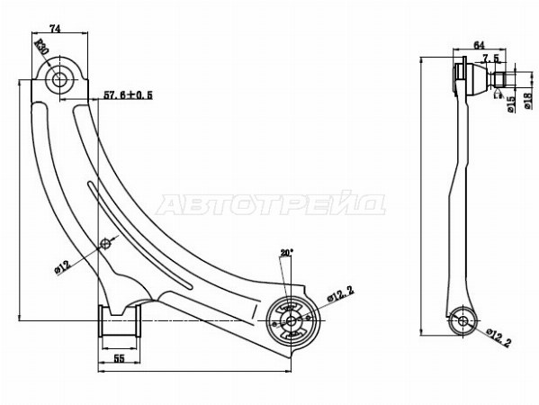 Рычаг нижний с шаров. NISSAN BLUEBIRD SYLPHY /CUBE /VANETTE /TIIDA /LATIO /WINGROAD 05- RH (SAT: ST-54500-EW000)