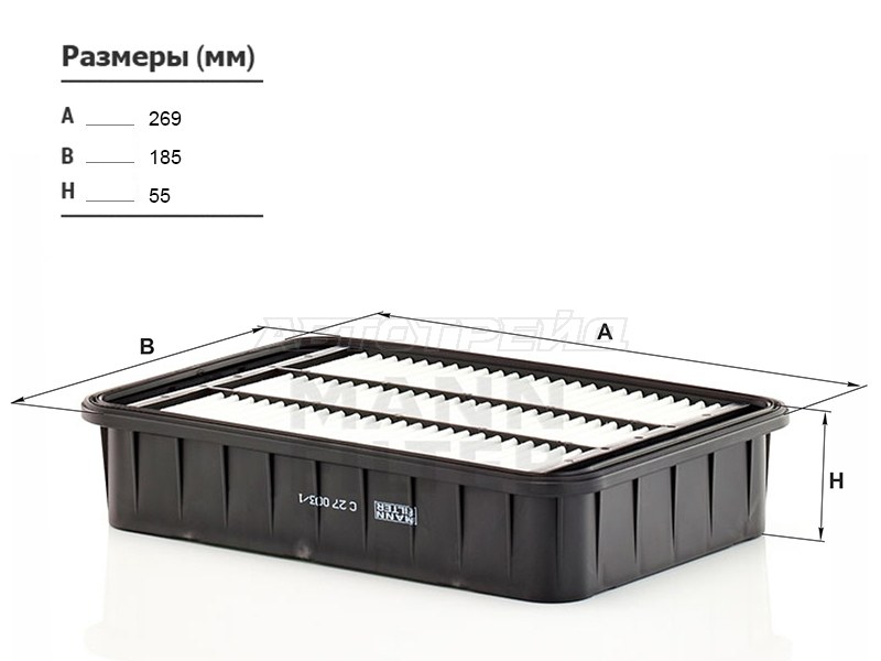 Фильтр воздушный MITSUBISHI OUTLANDER 06- /ASX 10-  / LANCER X 07- (MANN: C27003/1)