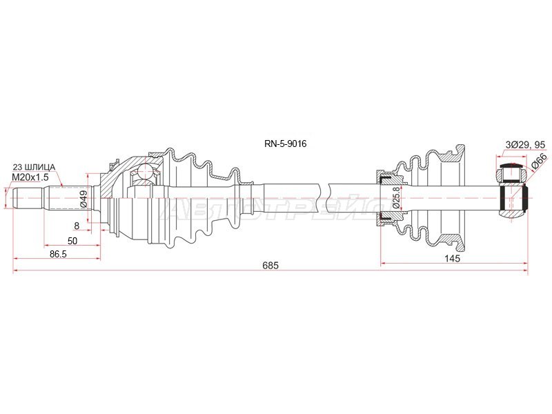 Привод в сборе FR LH LADA LARGUS 12- (SAT: RN-5-9016)