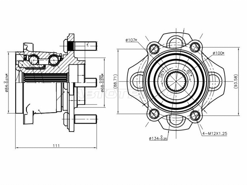 Ступичный узел задн. NISSAN AD /SYLPHY /CUBE /MARCH /NOTE /TIIDA /WINGROAD 4WD 05- (SAT: ST-43202-ED305)