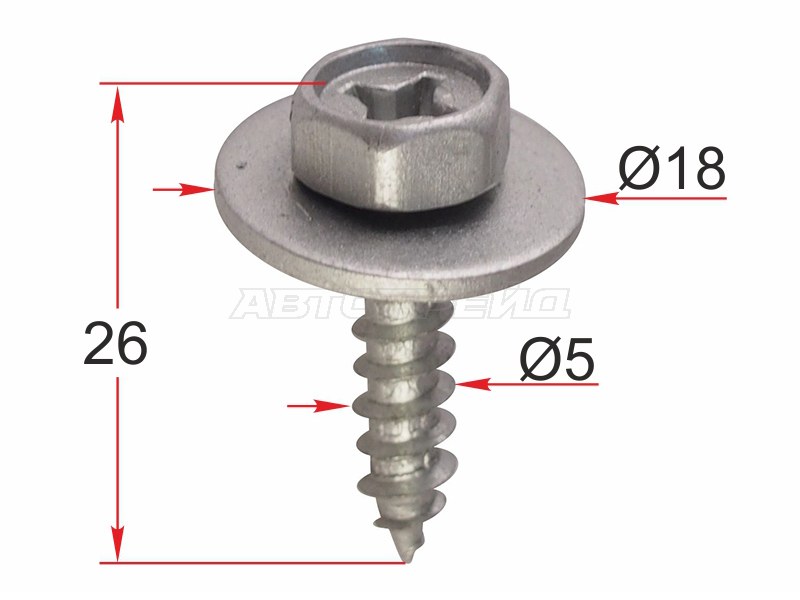 Саморез с шайбой TOYOTA /LEXUS /HONDA /NISSAN (1 шт.) (SAT: ST-M12627)