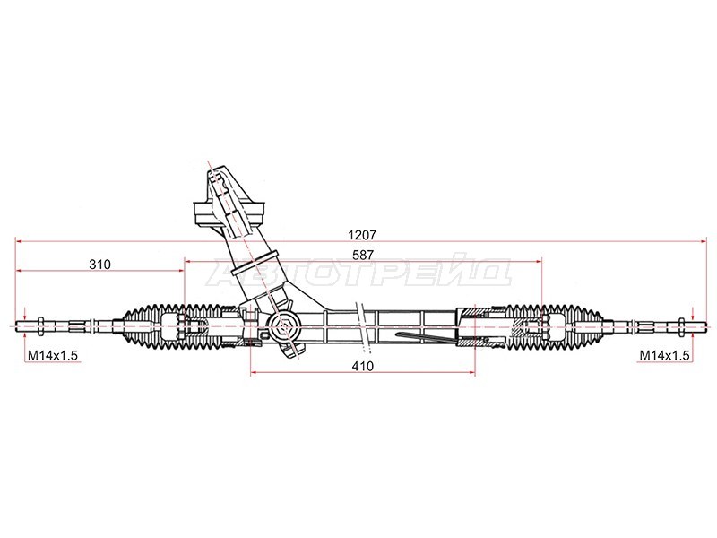 Рейка рулевая SKODA RAPID 11- LHD (SAT: ST-6C1423057H)