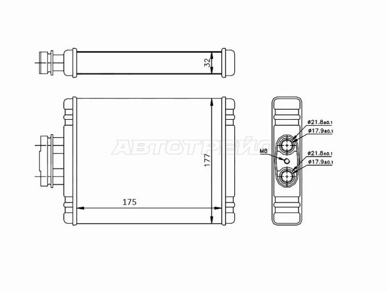 Радиатор отопителя салона  AUDI A1 10- /SKODA FABIA 99- /ROOMSTER 06- /VOLKSWAGEN FOX 05- /POLO 01- /POLO (SAT: ST-VW01-395-0)