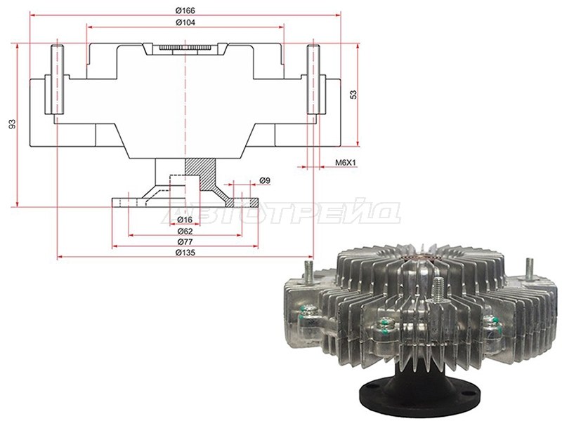 Вискомуфта TOYOTA HILUX,LAND CRUISER PRADO 1GR-FE 02- (SAT: ST-16210-31020)