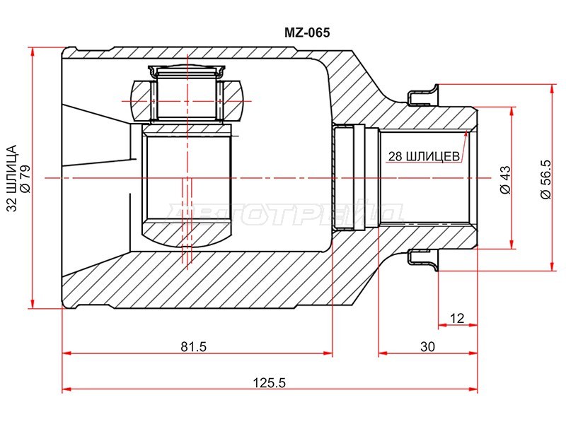 Шрус внутренний RH MAZDA 6 GH МКПП (SAT: MZ-065)