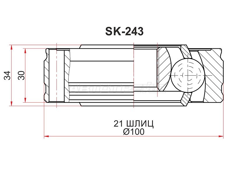 Шрус карданного вала SUZUKI GRAND VITARA JB416 /JB420 /JB627 /LAND ROVER FREELANDER II 06-14 (SAT: SK-243)