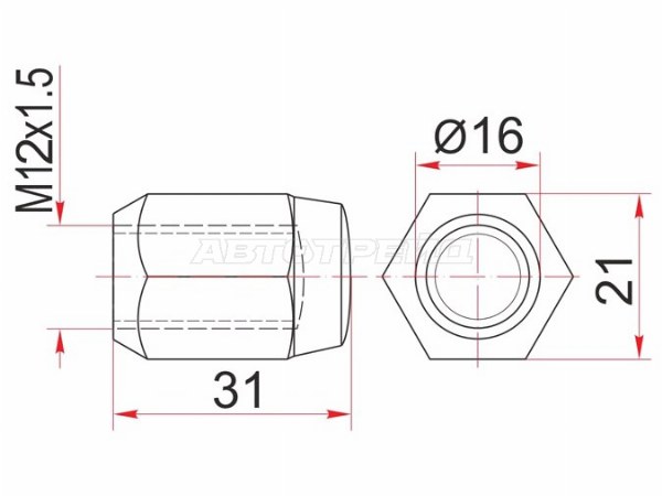 Гайка колесная никелированная TOYOTA /GEELY COOLRAY (SX11) 19- (SAT: ST-90942-01021)