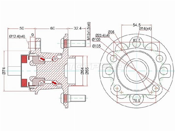 Ступичный узел задн. TOYOTA VITZ KSP90,NCP9#,SCP90 /RACTIS NCP10#,SCP100 /BELTA #SP92 05- (с ABS) (KOYO: 3DACF026F-24HS)