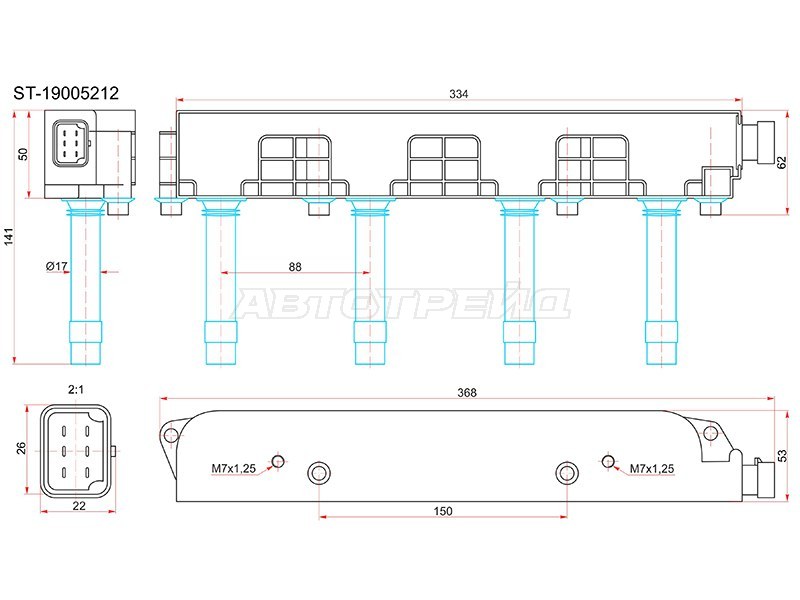 Катушка зажигания OPEL VECTRA C /CORSA C /ZAFIRA A /B 98-05 (модуль) (SAT: ST-19005212)